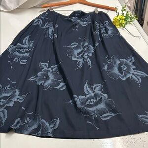 Rena Rowan Navy Floral A-Line Skirt